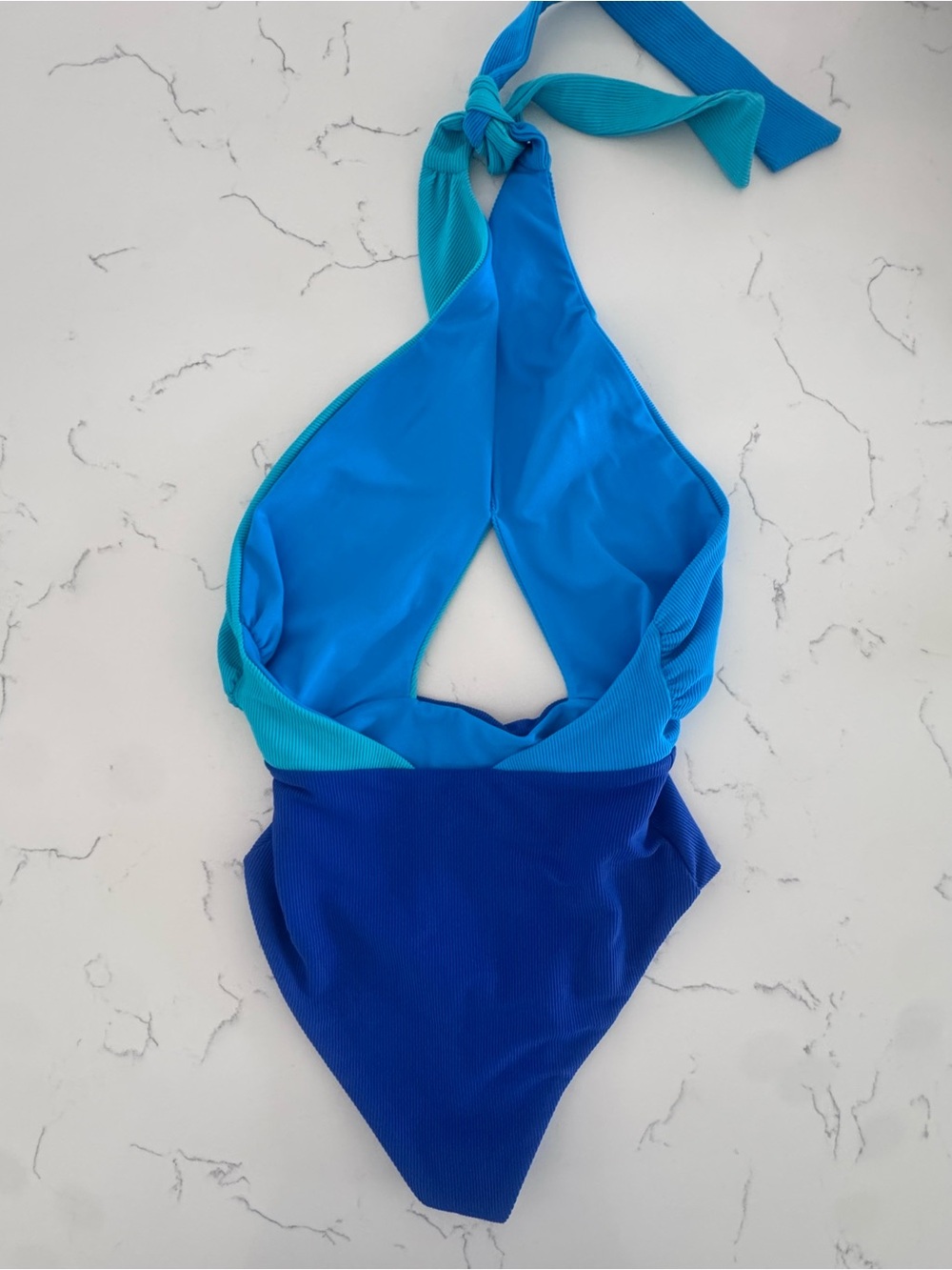 Beach Riot Jessica One Piece Swimsuit XS Blue Colorblock Cutout NWOT $178 - Picture 6 of 11